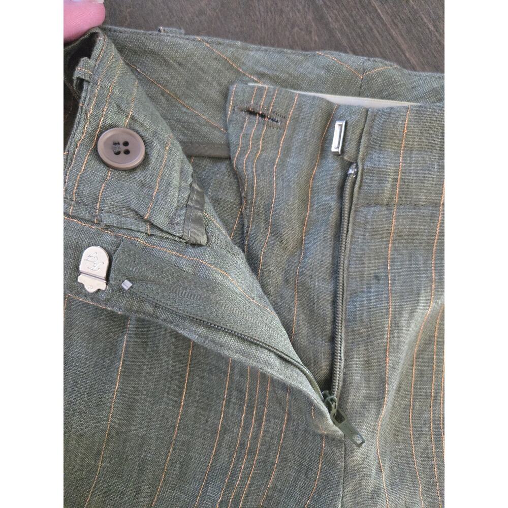 Twelfth Street by Cynthia Vincent Linen Blend Shorts Green Metallic Size 0 - Picture 4 of 7